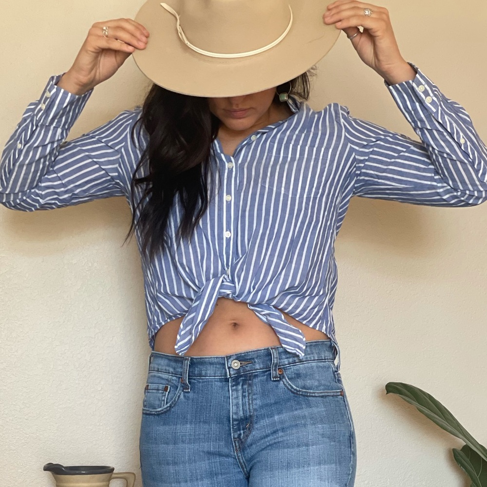 *Sold* Cropped button up J. Crew top.